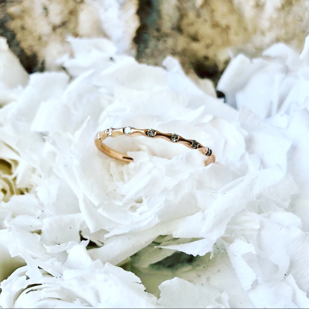 BN! 5 Stone Dainty Diamond Band 14k Rose Gold